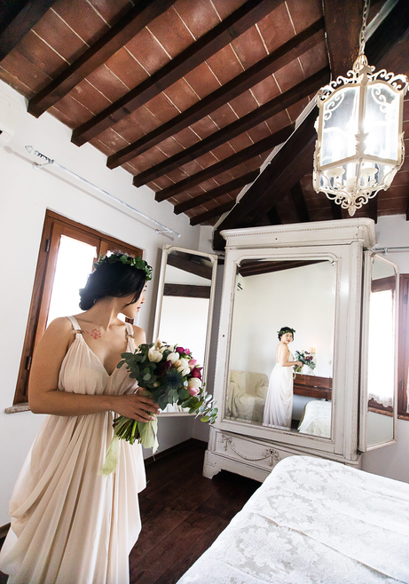 bedroom of the Bridal Suite in a Tuscan Villa