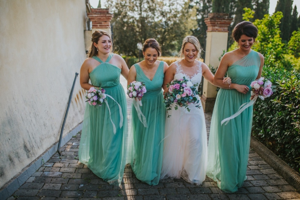 bride-and-bridesmaids-after-wedding-ceremony