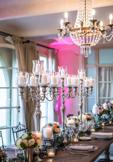 classy table set up for a special event in a Tuscan Villa